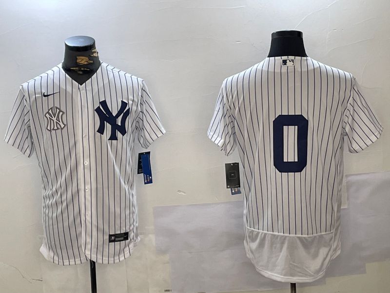 Men New York Yankees #0 No Name White stripe Elite 2024 Nike MLB Jersey style 10162